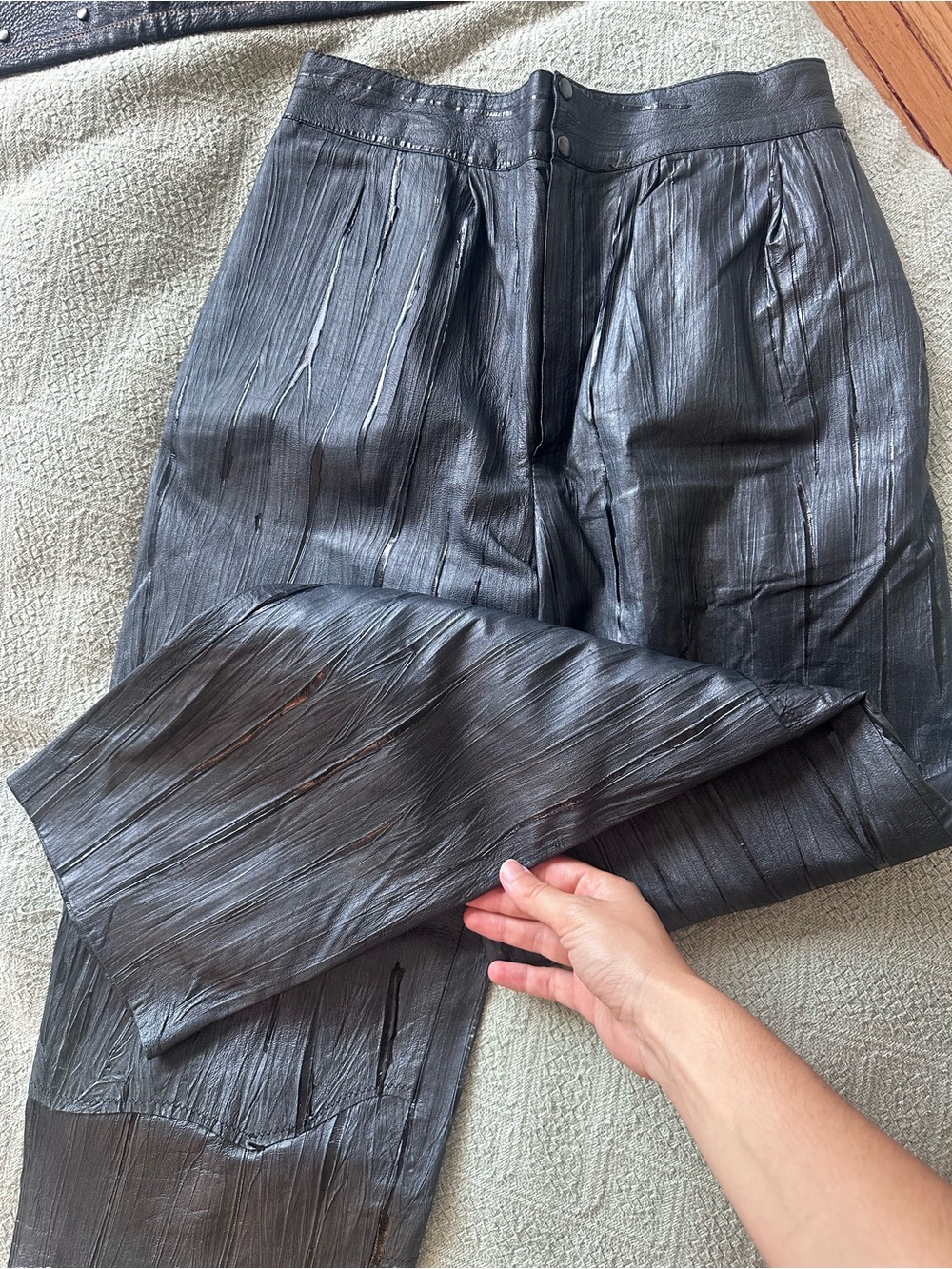 Roberto Cavalli Metallic Black Pleated Dress Pants